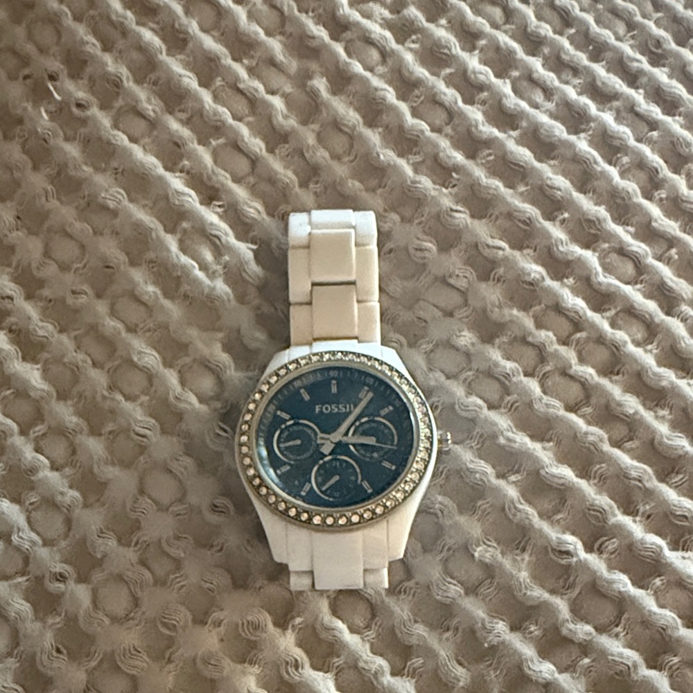Fossil Black and White Crystal Watch